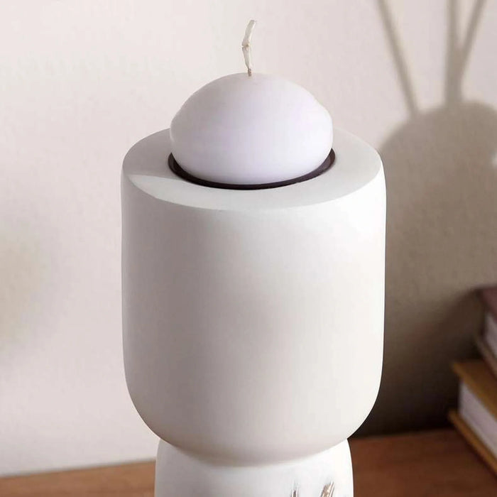 Marin Polyresin Candle Holder 7X7X24Cm - White