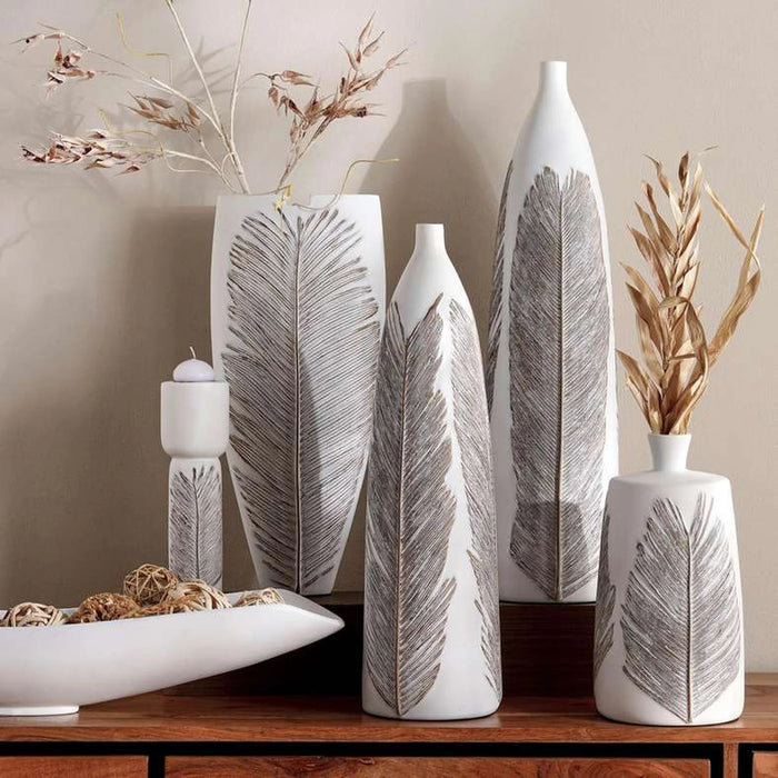 Marin Polyresin Candle Holder 7X7X24Cm - White