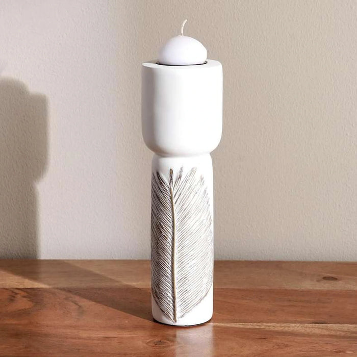 Marin Polyresin Candle Holder 7X7X24Cm - White