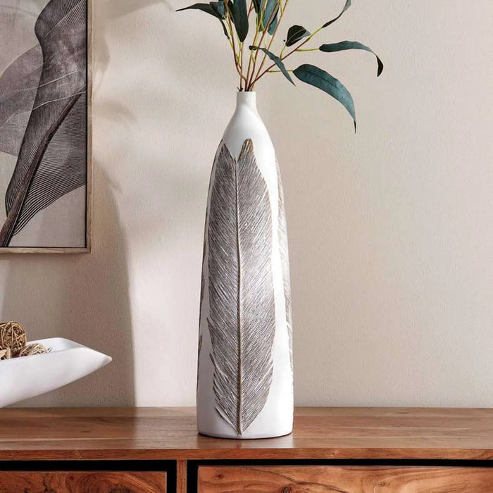 Marin Polyresin Decor Vase 14X14X52Cm - White