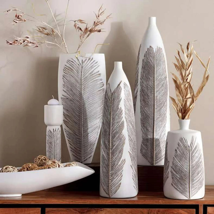 Marin Polyresin Decor Vase 14X14X52Cm - White