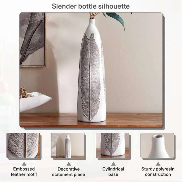 Marin Polyresin Decor Vase 14X14X52Cm - White
