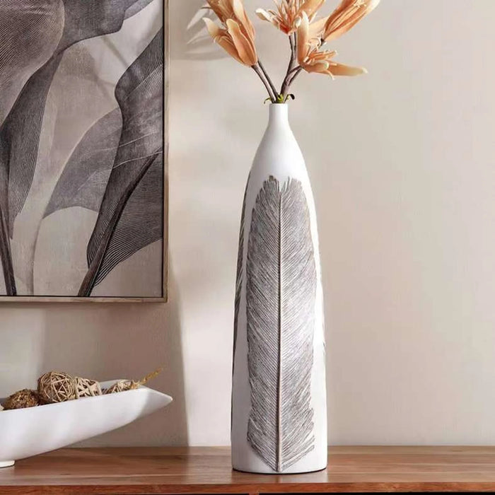 Marin Polyresin Decor Vase 16X16X60Cm - White