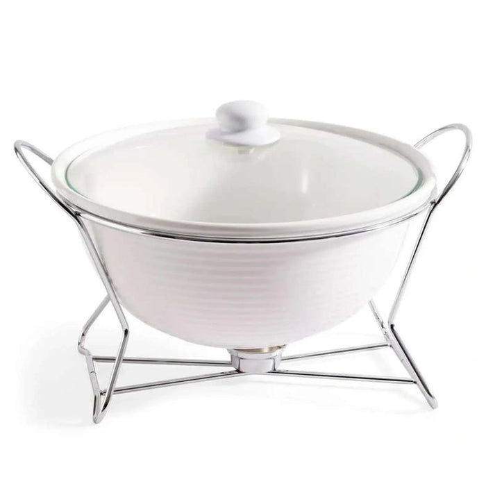 Marlin Round Food Warmer With Glass Lid 3.7L - White