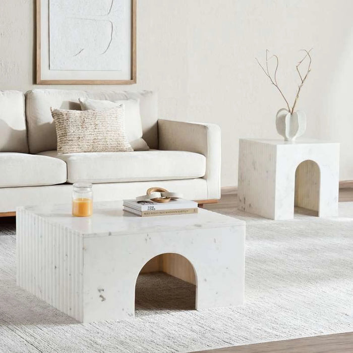 Marseille Coffee Table Marble Large - White