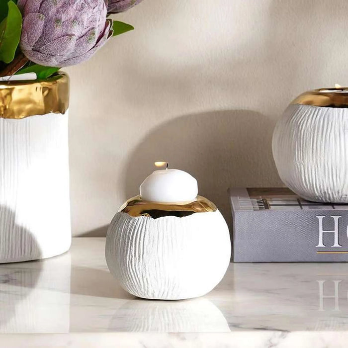 Marsh Ceramic Two Tone Candle Holder 10X10X8Cm - White