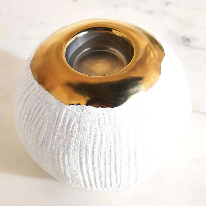 Marsh Ceramic Two Tone Candle Holder 10X10X8Cm - White