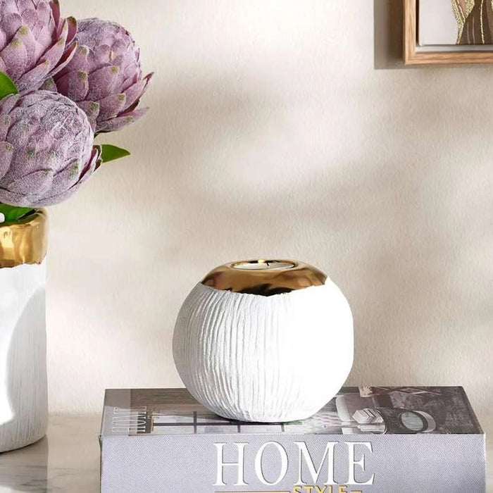 Marsh Ceramic Two Tone Candle Holder 12X12X10Cm - White