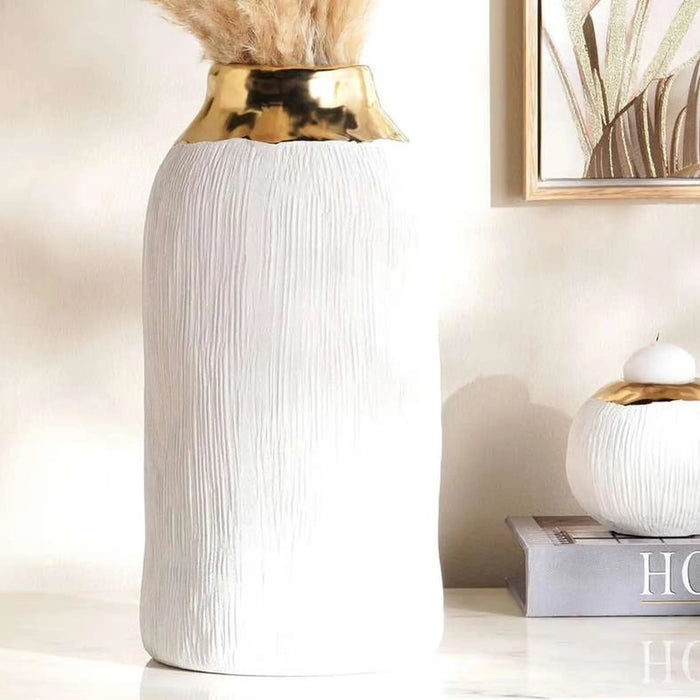 Marsh Ceramic Two Tone Vase 18X18X36Cm -18X18X36Cm - White