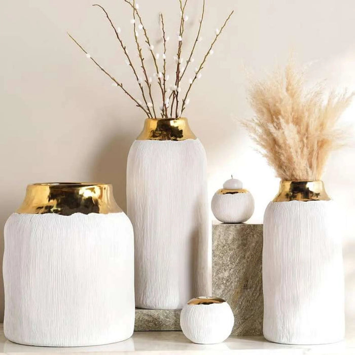 Marsh Ceramic Two Tone Vase 18X18X36Cm -18X18X36Cm - White