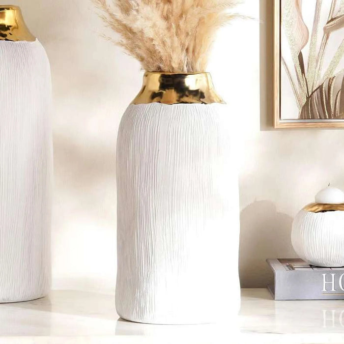 Marsh Ceramic Two Tone Vase 19.5X19.5X45Cm - White