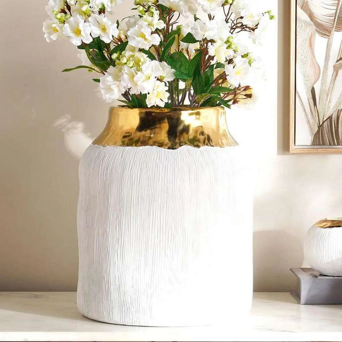 Marsh Ceramic Two Tone Vase 29.5X29.5X35Cm - White