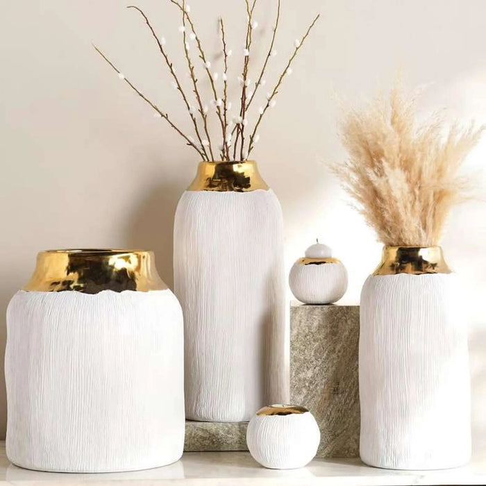 Marsh Ceramic Two Tone Vase 29.5X29.5X35Cm - White