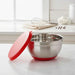 Martha Stainless Steel Mixing Bowl With Lid Dia22Cm -Chrome & Red Pan Home