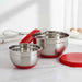 Martha Stainless Steel Mixing Bowl With Lid Dia26Cm -Chrome & Red Pan Home