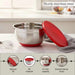 Martha Stainless Steel Mixing Bowl With Lid Dia26Cm -Chrome & Red Pan Home