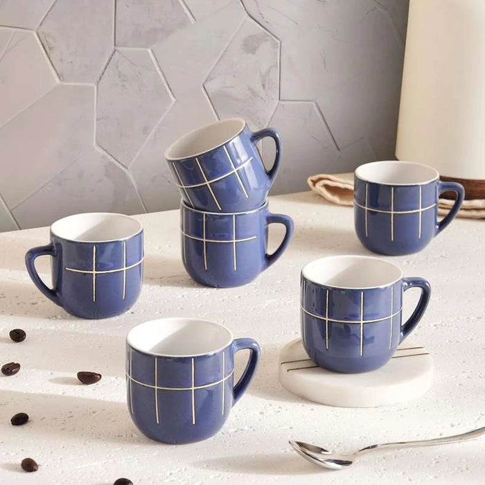 Marti 6-Piece Stoneware Espresso Mug Set 140Ml -Blue