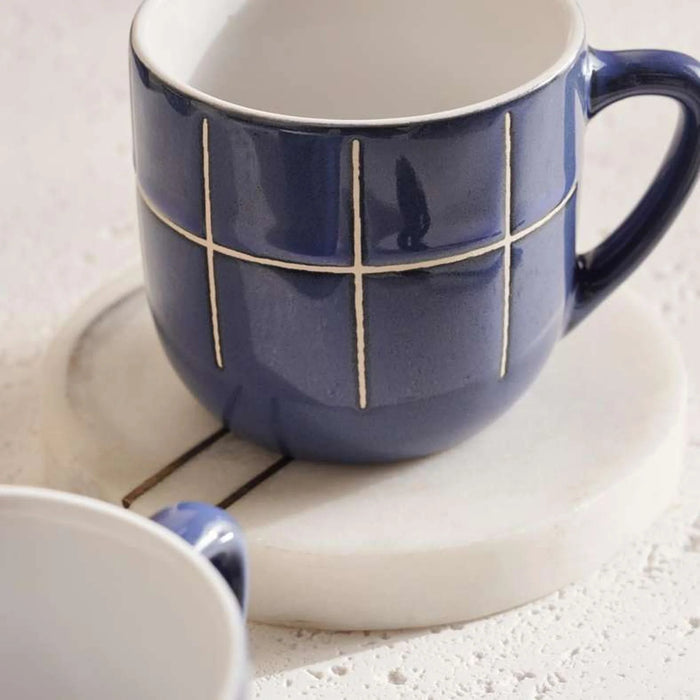Marti 6-Piece Stoneware Espresso Mug Set 140Ml -Blue