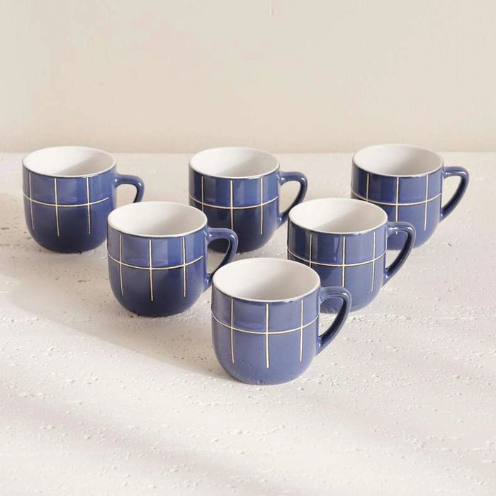 Marti 6-Piece Stoneware Espresso Mug Set 140Ml -Blue
