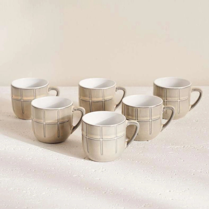 Marti 6-Piece Stoneware Espresso Mug Set 140Ml -Grey