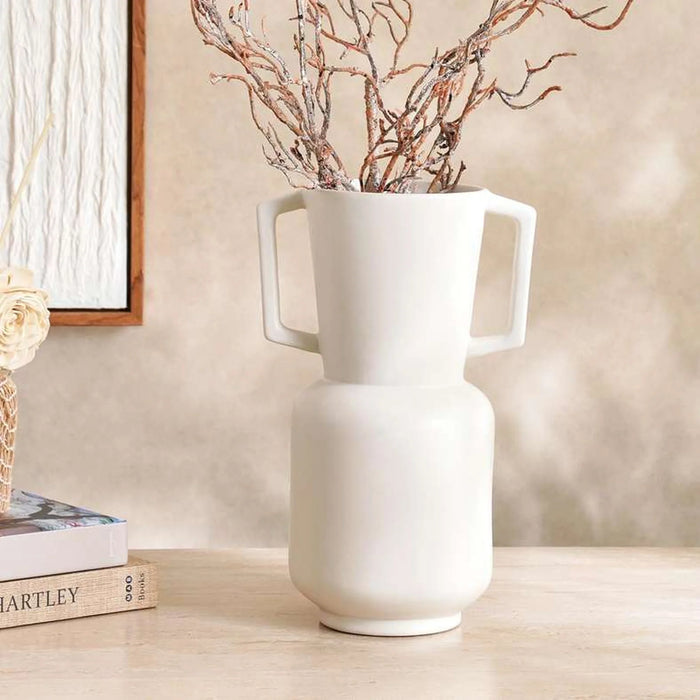 Martina Ceramic Vase With Handles 12X25Cm- White