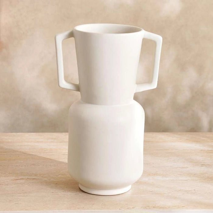 Martina Ceramic Vase With Handles 12X25Cm- White