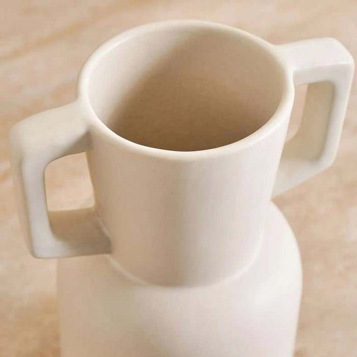 Martina Ceramic Vase With Handles 9.5X18Cm- White