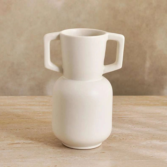 Martina Ceramic Vase With Handles 9.5X18Cm- White