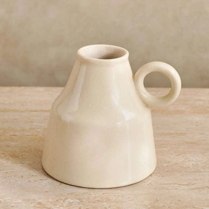 Martina Ceramic Vase With Handles 9X9.5Cm- White