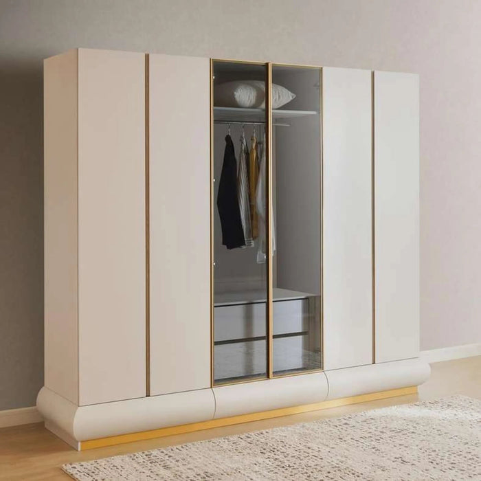 Martoni  6 Door Wardrobe - Light Grey Pan Home