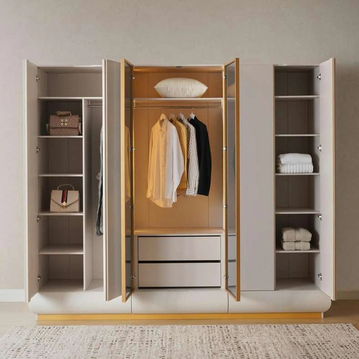 Martoni  6 Door Wardrobe - Light Grey Pan Home