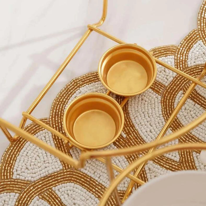 Masar 15-Piece Soup Serving Set With Stand - White & Gold