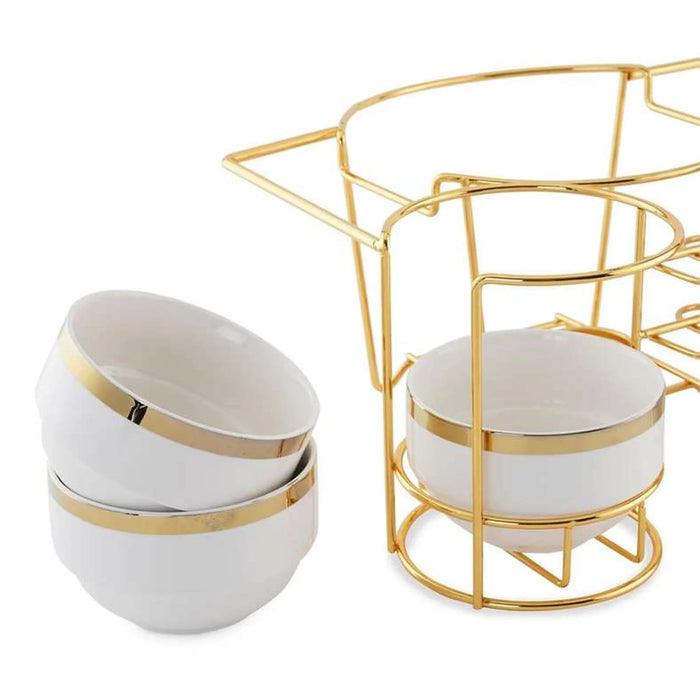 Masar 15-Piece Soup Serving Set With Stand - White & Gold