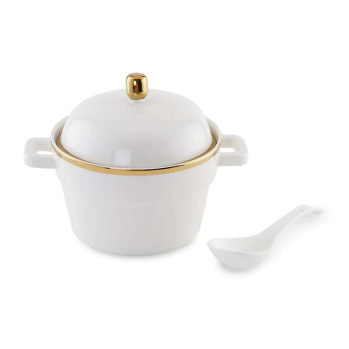 Masar 15-Piece Soup Serving Set With Stand - White & Gold