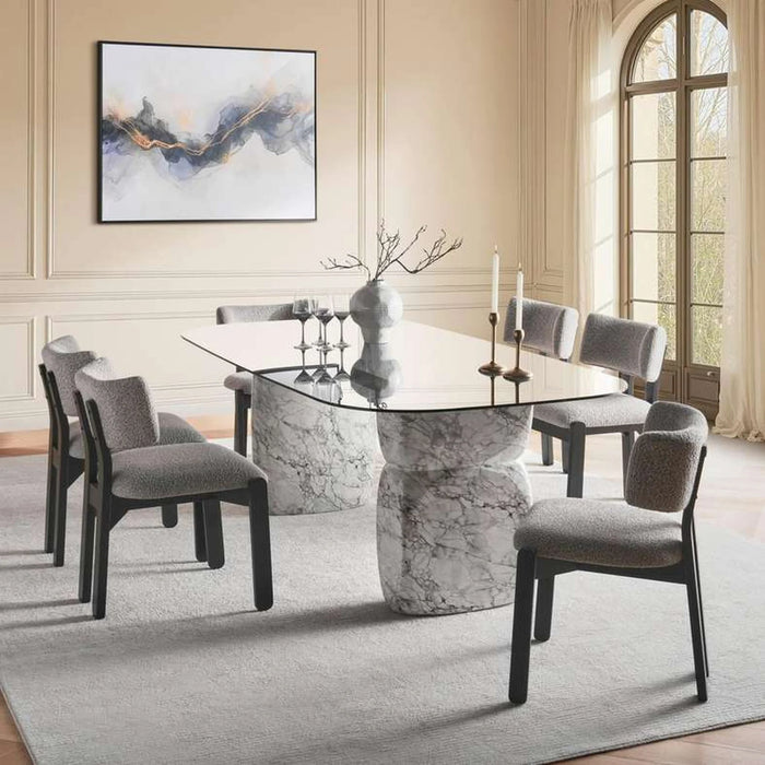 Massimo 6 Seater Dining Table - Black & White