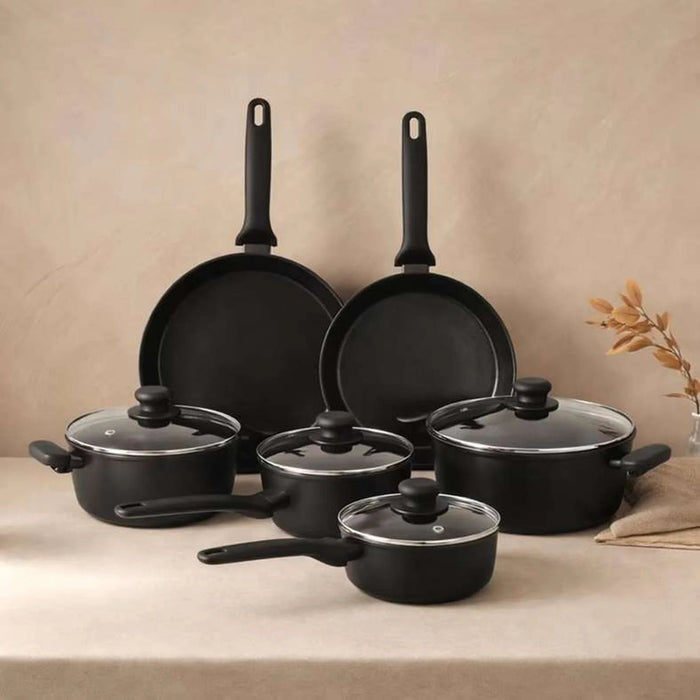 Mateo 10-Piece Cookware Set -Black Pan Home