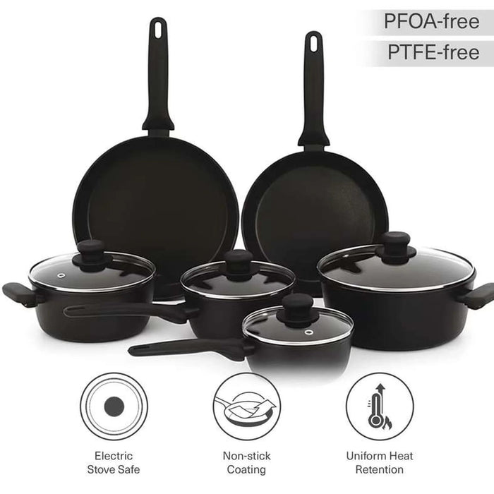 Mateo 10-Piece Cookware Set -Black Pan Home