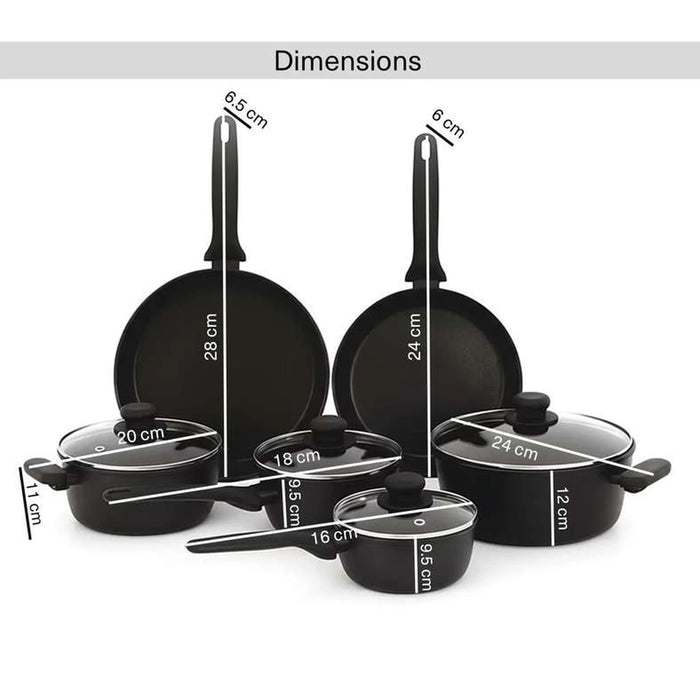 Mateo 10-Piece Cookware Set -Black Pan Home