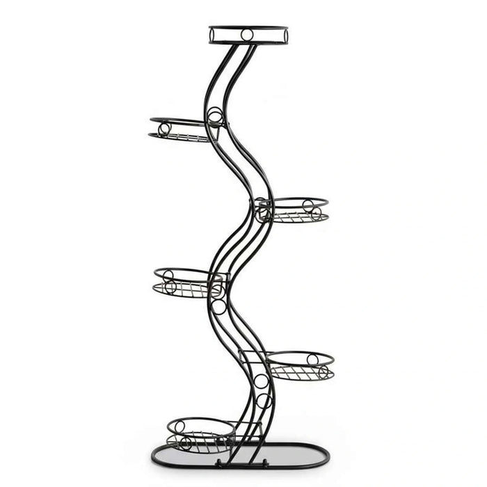 Matis Metal 6 Pots Planter Stand 45X19X106Cm - Black Pan Home