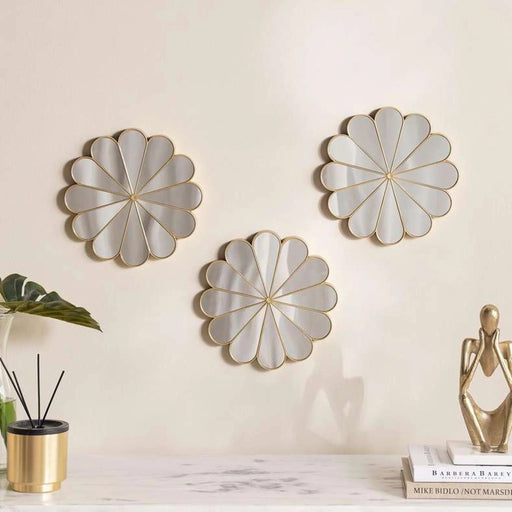Mavens 3-Piece Decorative Mirrors Dia 25Cm - Gold Pan Home
