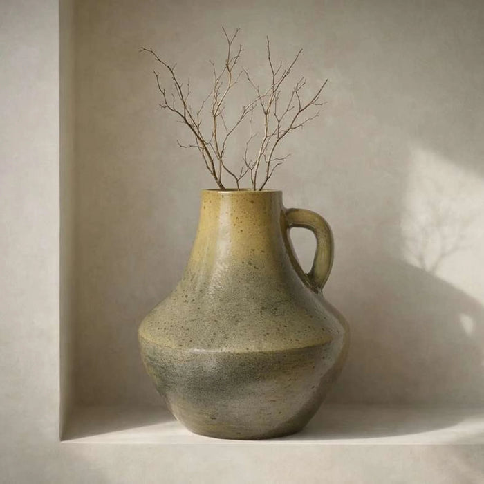 Mbeya Terracotta Decor Vase With Handle  24.76X24.76X26.67Cm - Beige