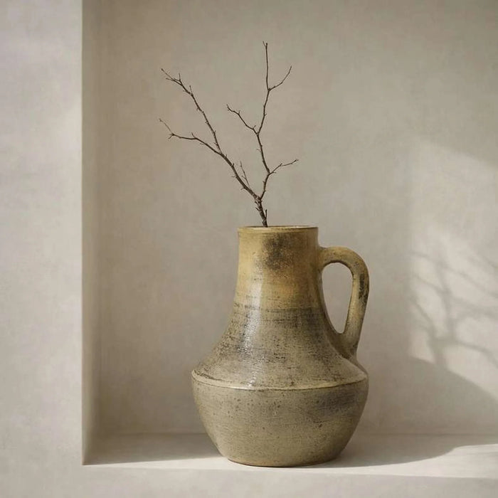Mbeya Terracotta Decor Vase With Handle  25.4X25.4X34.29Cm - Beige