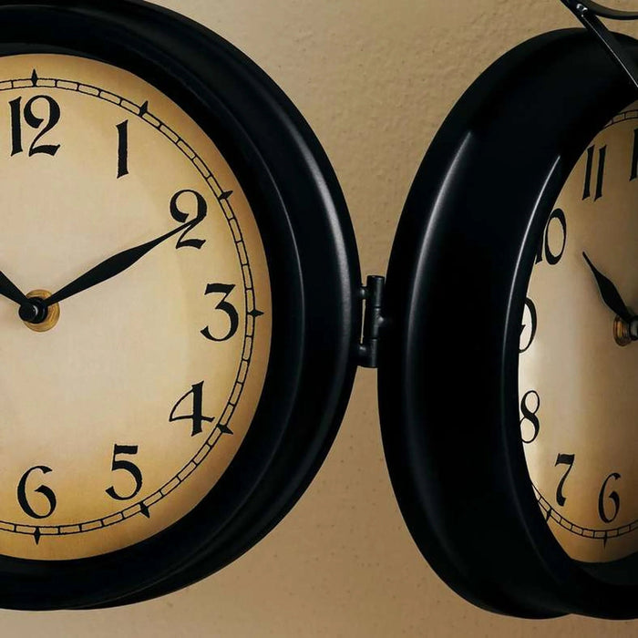Medlar Double Sides Railway Clock 33X9X33.5Cm - Black Pan Home