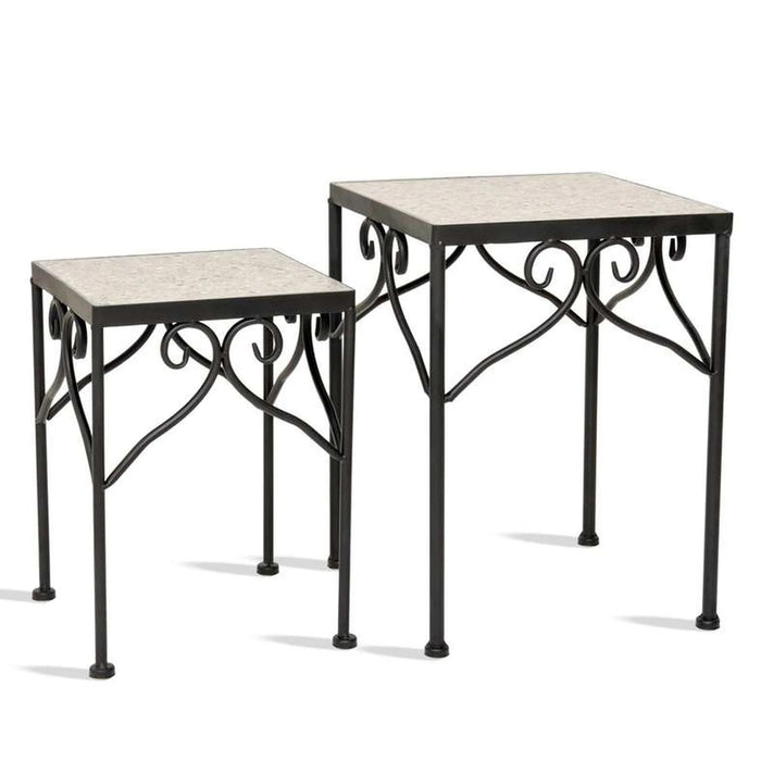 Medley 2-Piece Square Metal Planter Stand - White Pan Home