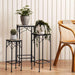 Medley 3-Piece Square Metal Planter Stand - Black Pan Home