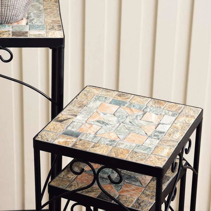 Medley 3-Piece Square Metal Planter Stand - Black Pan Home