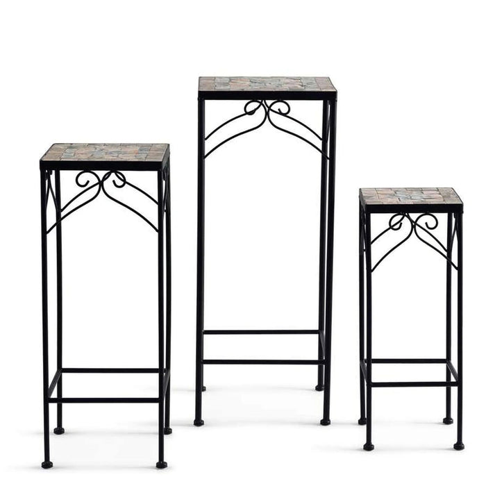 Medley 3-Piece Square Metal Planter Stand - Black Pan Home