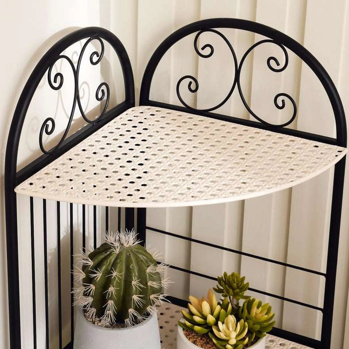 Medley 3 Tier Corner Metal Planter Stand 32X32X85Cm - White And Black