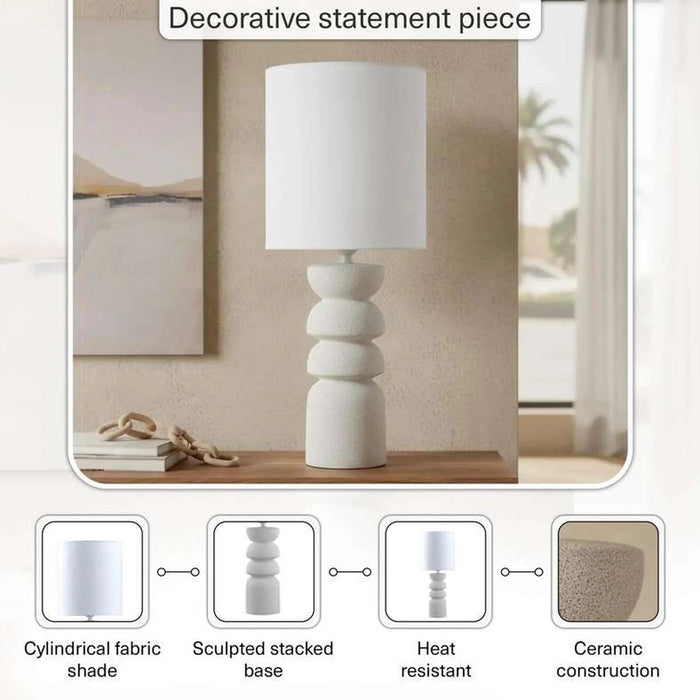 Megor E27 Ceramic Table Lamp 20X49.5Cm - White Pan Home