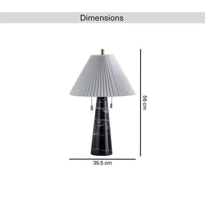 Megumi E27 Marble Table Lamp With Pull Switch 35.5X56Cm - Black Pan Home